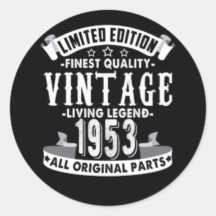 Vintage 1953 - 69th Birthday 69 Year Old B-day Classic Round Sticker