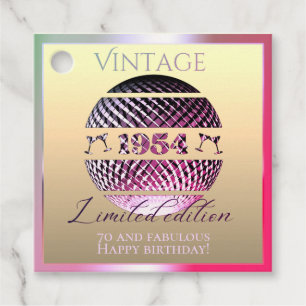 Vintage 1954 70th birthday gifts Favour Tags