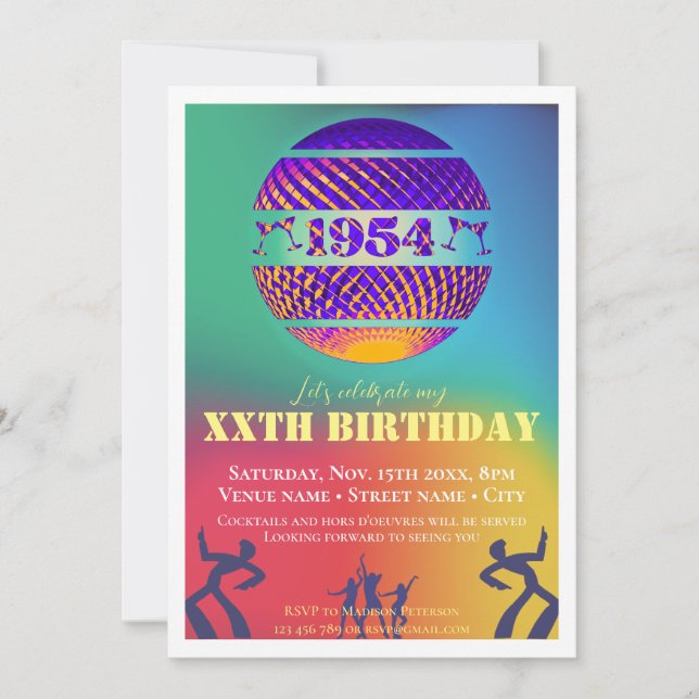 Vintage 1954 70th birthday party  invitation (Front)