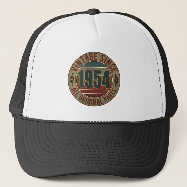 VINTAGE 1954 BIRTHDAY GIFT TRUCKER HAT (Front)