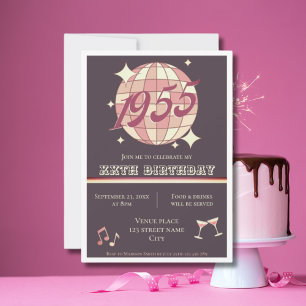 Vintage 1955 70th birthday retro purple Invitation