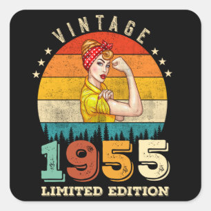 Vintage 1955 Limited Edition Women Birthday Queen Square Sticker