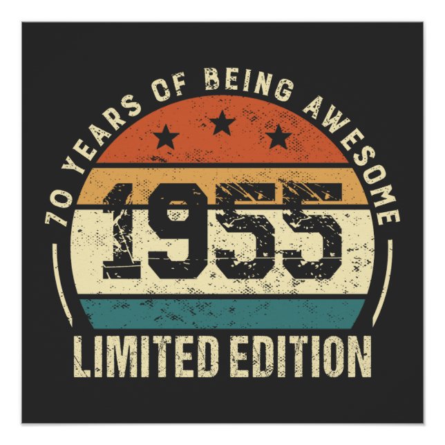 Vintage 1955 Retro 70th Birthday Gift Idea Poster (Front)