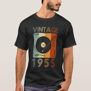 Vintage 1955 Retro Record Player Birthday Vinyl Dj T-Shirt