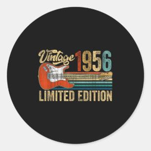 Vintage 1956 70th birthday 70 years old guitar classic round sticker