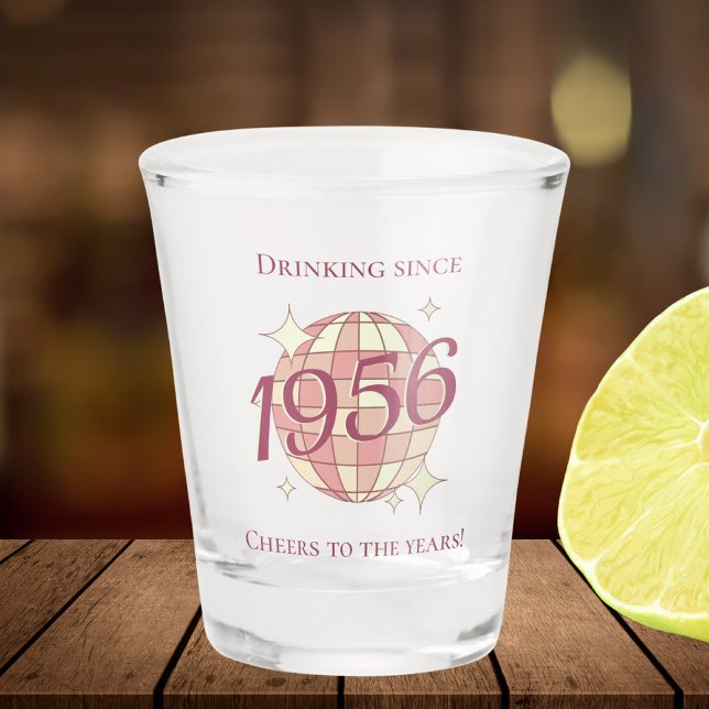 Vintage 1956 70th birthday retro purple  shot glass (Creator Uploaded)