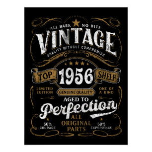 Vintage 1956 Birthday Aged to Perfection 70th  Poster