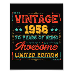 Vintage 1956 Made in 1956 70th Birthday 70 Years  Photo Print