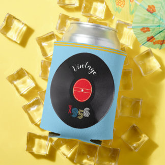 Vintage 1956 Record 70th Birthday Retro Stripe  Can Cooler