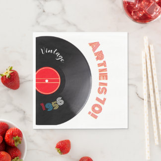 Vintage 1956 Record 70th Birthday Retro Stripe Napkin