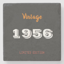 Vintage 1956 Stone Coaster – 70th Birthday Gift