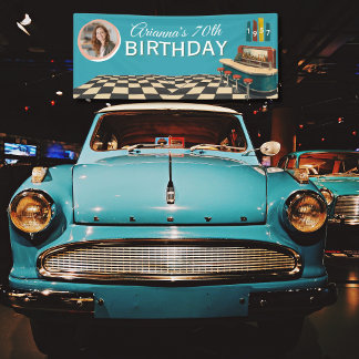 Vintage 1957 Retro Diner 70th Birthday Photo Banner