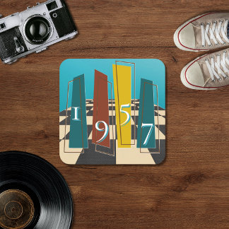 Vintage 1957 Retro Diner 70th Birthday Square Paper Coaster