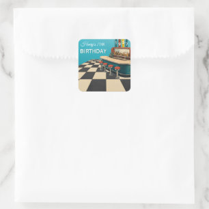 Vintage 1957 Retro Diner 70th Birthday Square Sticker