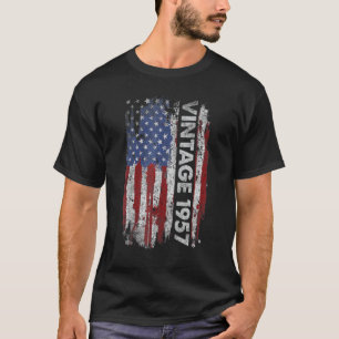 Vintage 1957 Usa American Flag 65 Years Old 65th B T-Shirt
