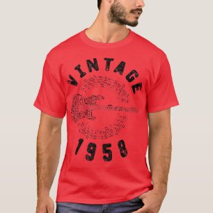 Vintage 1958 Birthday Limited Edition Guitar Music T-Shirt