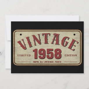 Vintage 1958 Limited Edition All Original Parts Invitation