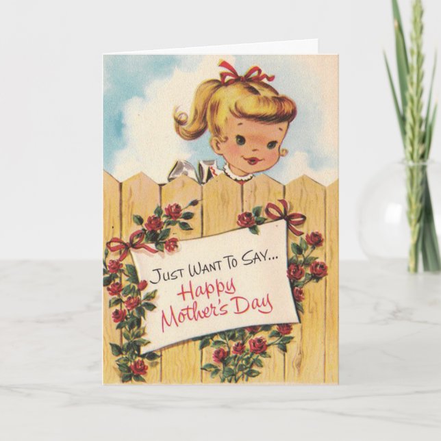 Vintage (1958) Mother's Day Card with Cute Message (Front)