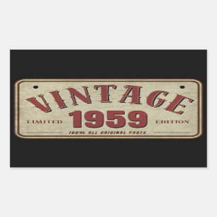 Vintage 1959 Limited Edition All Original Parts Rectangular Sticker