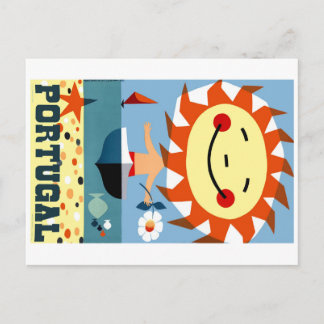 Vintage 1959 Portugal Seaside Travel Poster Postcard