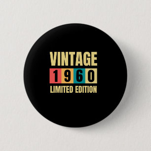 Vintage 1960 60 years old Awesome 60th Birthday 6 Cm Round Badge
