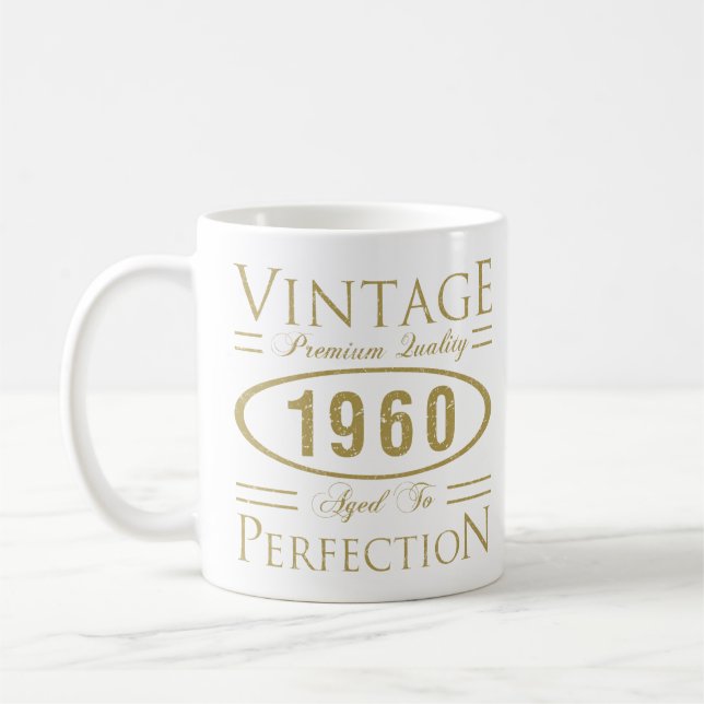 Vintage 1960 60th Birthday Premium Quality Coffee Mug (Left)