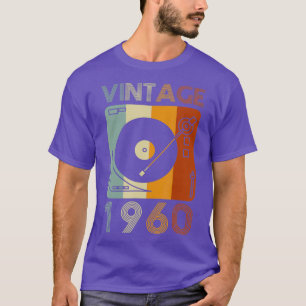 Vintage 1960 Retro Record Player Birthday Vinyl T-Shirt