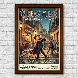Vintage 1960s Buenos Aires, Argentina Travel Poster