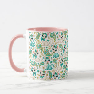Vintage 1960's Cat Paisley Mug