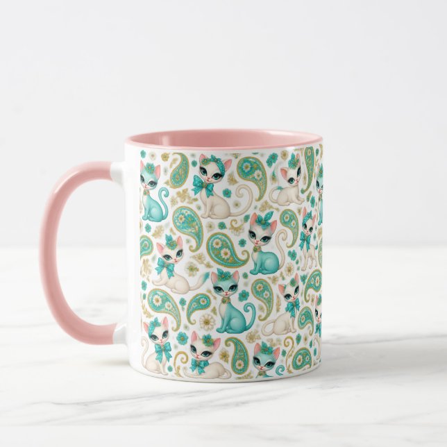 Vintage 1960's Cat Paisley  Mug (Left)