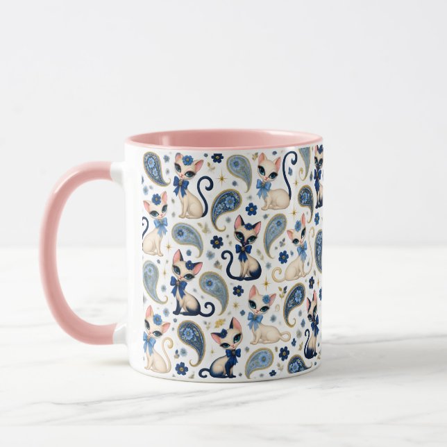 Vintage 1960's Cat Paisley  Mug (Left)