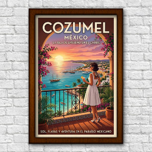 Vintage 1960s Cozumel, Mexico Travel Poster