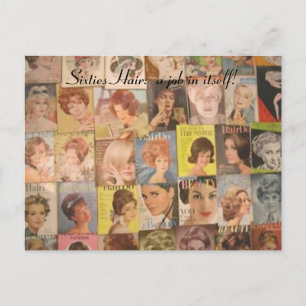 Vintage 1960s Hairstyles Collage Postcard