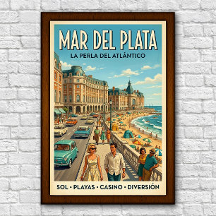 Vintage 1960s Mar del Plata, Argentina Travel Poster