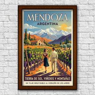Vintage 1960s Mendoza, Argentina Travel Poster