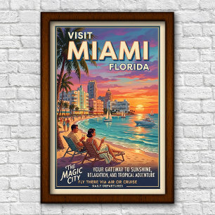 Vintage 1960s Miami, Florida Travel Poster