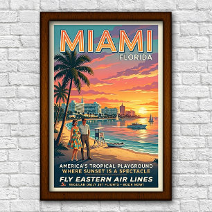 Vintage 1960s Miami, Florida Travel Poster