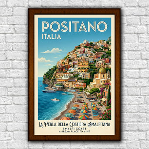 Vintage 1960s Positano, Italy Travel Poster