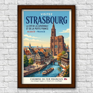 Vintage 1960s Strasbourg, France Travel Poster