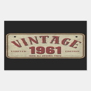 Vintage 1961 Limited Edition All Original Parts Rectangular Sticker
