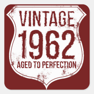 Vintage 1962 Aged To Perfection Square Sticker