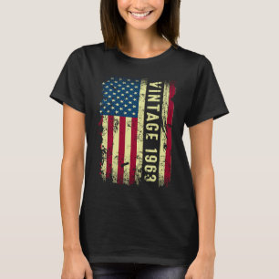 Vintage 1963 American Flag 60 Year Old  60th Birth T-Shirt