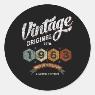 Vintage 1963 Bday Aged To Perfection 58th Birthday Classic Round Sticker
