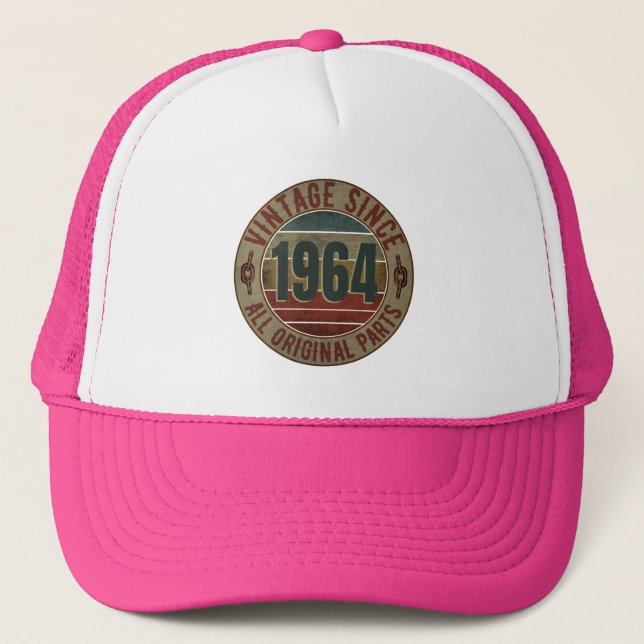 VINTAGE 1964 BIRTHDAY GIFT TRUCKER HAT (Front)