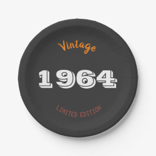Vintage 1964 Limited Edition 62nd Birthday Retro Paper Plate