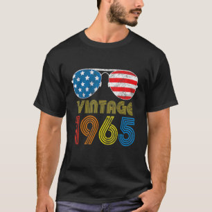 Vintage 1965  57 Years 57th Us American Flag Birth T-Shirt