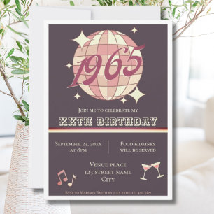 Vintage 1965 60th birthday retro purple Invitation