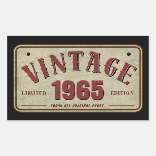 Vintage 1965 Limited Edition All Original Parts Rectangular Sticker