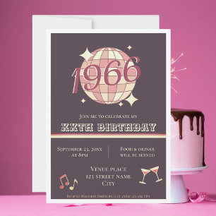 Vintage 1966 60th birthday retro purple Invitation