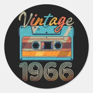 Vintage 1966 Cassette Tape Retro 57th Birthday 57  Classic Round Sticker